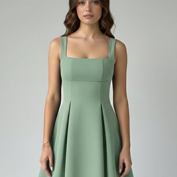 Low-Cut Waist Cinched Dress Mini Blue - Picture 3 of 8